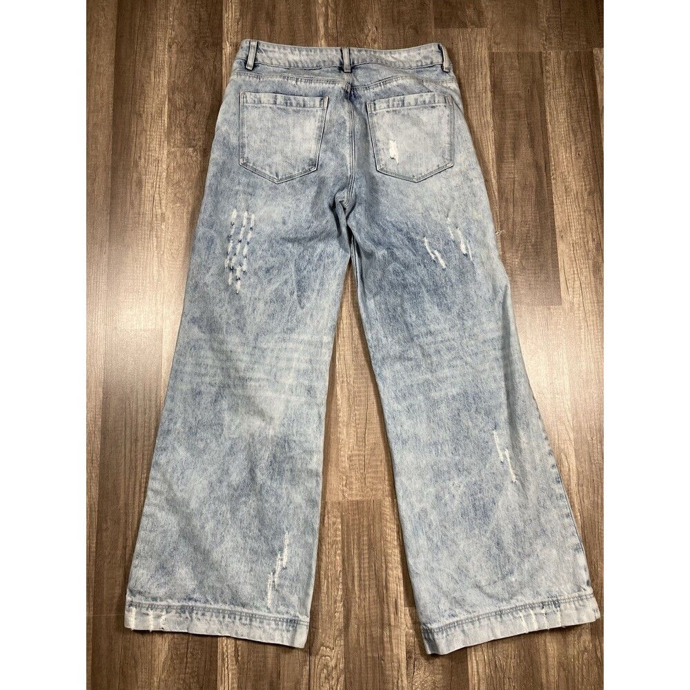 Distressed Light Blue Wide Leg Jeans - Picture 4 of 6